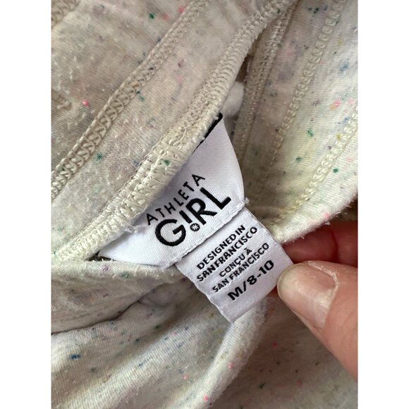 Athleta Girl M/8-10 White Speckled Jogger Sweatpants With Elastic Waist & Drawst - Picture 3 of 4